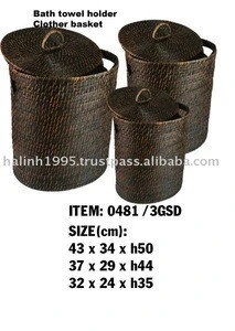 rattan laundry, bamboo laundry, rattan ware, bamboo ware, rattan product, clothes basket, holder with lids, rattan basket