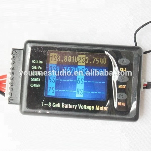 RC BVM-8S 1-8 Cell Battery Voltage Meter W/ Alarm Color LCD Voltage monitor