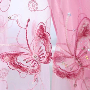 Ready made designs valance window curtains for the living room luxury living room Butterfly embroidered curtain
