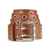 Ready To Ship Hollow Out Double Grommet Fashion PU Leather Belt Waistband Personalized Belt