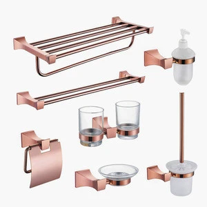 Rose Gold bathroom accessory set luxury wall bath accessories set