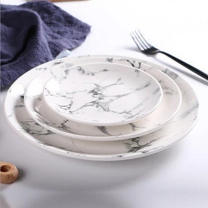 Round White Marble Homeware Ceramic Dinner Plates Elegant Wedding Round Marble Cheap Ceramic Dishes Plate