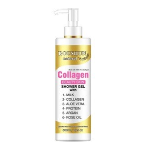 Roushun milk aloe vera argan rose oil collagen shower gel Private label body wash skin whitening shower gel