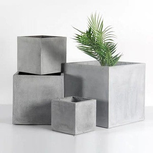Samistone Hot Sale Square Concrete Flower Pot Cement Flower Vase For Indoors And Outdoors
