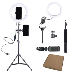 selfie ring light with Tripod Stand Live Stream Facial Make Up Tiktok ring light 10inch LED with cell phone holder light ring