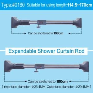 Shanghai Manufacturer 430 Stainless Steel 40.55*70.87 inch Length Extendable Bathroom Non Drilling Shower Curtain Tension Rod