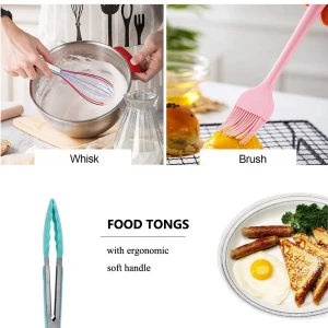 Silicone Kitchen Utensils Set Cooking Tools Heat Resistant Non Stick Kitchen Baking Gadgets Cookware for Home (10 Pack)