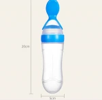 Silicone Pp Blue Pink Green Yellow Safe Convenient Baby Food Feeding Spoon Bottle