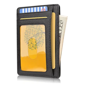 Slim Minimalist Leather Wallets Purse RFID aluminum card holder credit card RFID wallet for Men Women