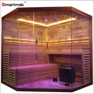 Smartmak Luxury Rock Salt Sauna Steam Room,Led Star Lights Corner Sauna For Sale