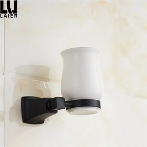 Square DesignBathroom Sanitary accessories Wall Mounted Tumbler Holder with ceramic cup
