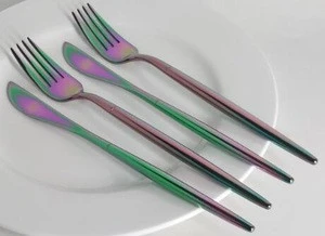 stainless steel 18/10  flatware wedding rainbow cutlery set,spoon and fork set