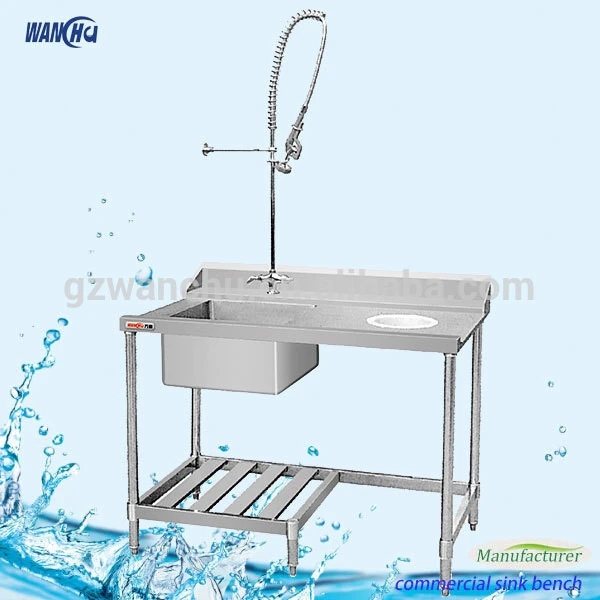 Stainless Steel Outdoor Sink Table, Kitchen Single Sink Dish Washer Table