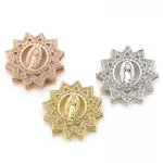 Sun & Virgin Mary Beads Charms fit 10mm Mesh Bracelet Copper Cubic Zirconia DIY Slider Beads Jewelry Making Accessories