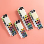 Superior 18/25/33/42 New Solid Watercolor Paint Set Fan Shape Foldable Pocket Travel Bright Water Color Pigment with Water Brush