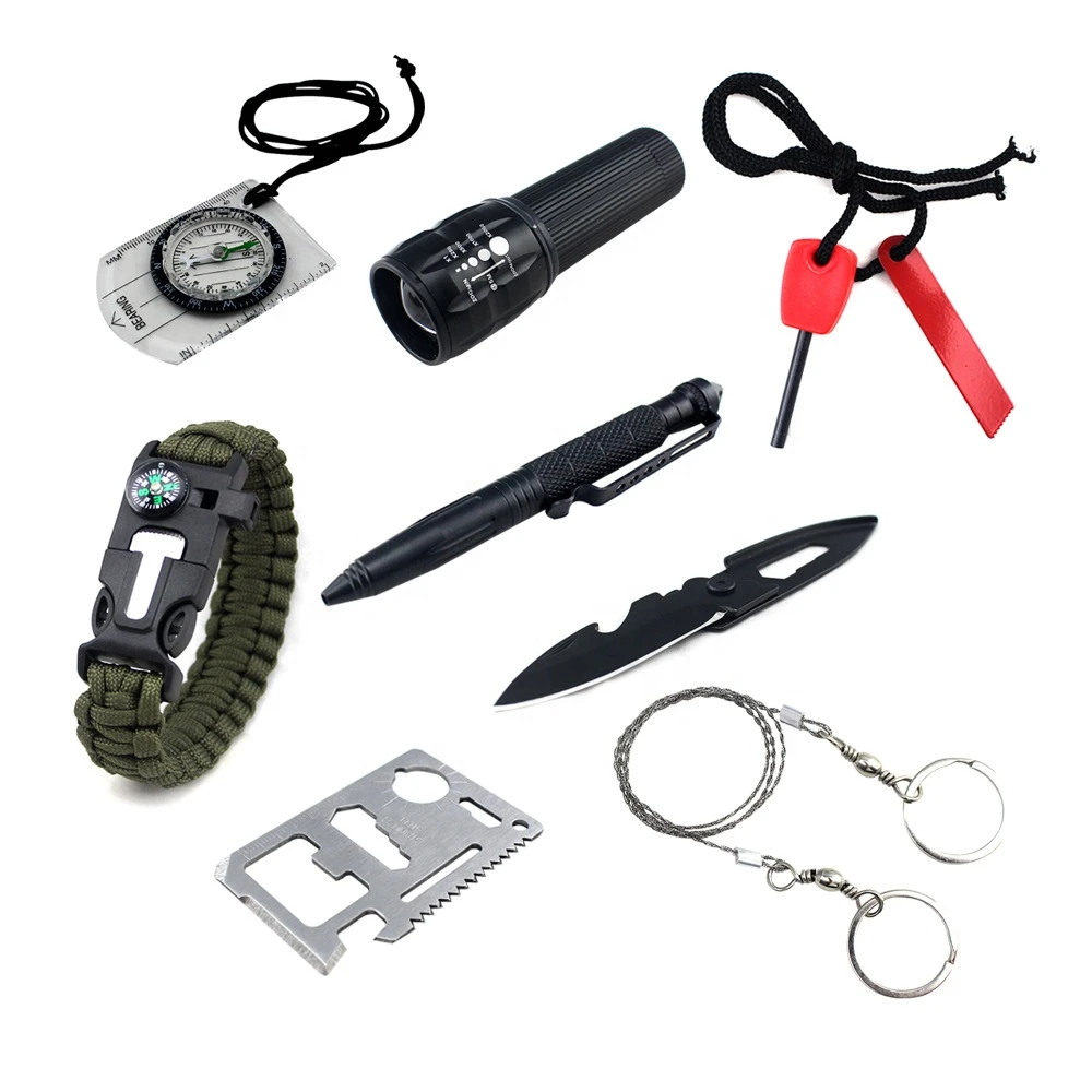 Survival Gear Kits 9 in 1- Outdoor  Survive  Mutil-function Tool