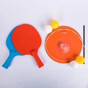 Table Tennis Trainer Elastic Shaft Portable Table Tennis Set with 2 Racket &amp; 4 Practice Ball for Adults and Kids Indoo