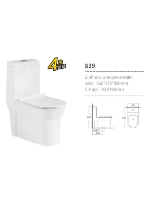 Tangdao water saving s-trap siphonic ceramic Peeping Chinese toilet one piece toilets with flushing fitting