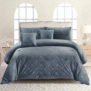 Teal luxury dot stiching handmade velvet comforter sets