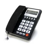 Telephone number displaying home office and hotel telephone with battery free
