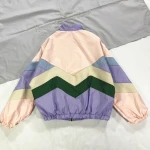 Thick WomenS Windbreaker Harajuku Pastel Bomber Jacket Cute Color-Block Jacket Coat