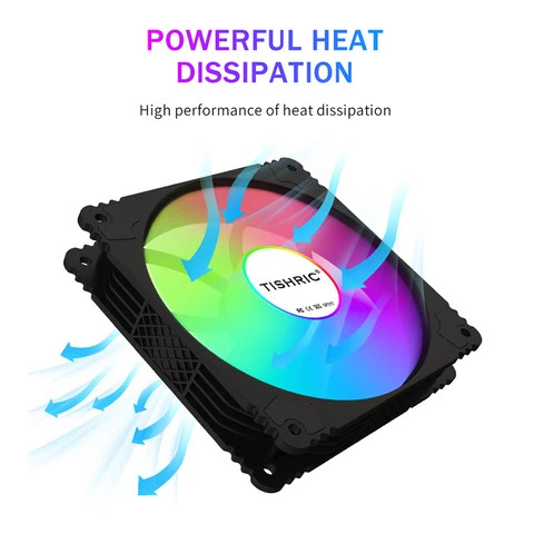 TISHRIC 120mm Fans RGB Argb Controller Air Cooler For Computer PC Case 4Pin PWM 3pin5v Cpu Cooler Cooling Case Radiator