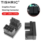 TISHRIC ATX GPU Adapter PCIe 6Pin 8 pin to 180 Degree Angle Connector Power Adapter Board for Desktop Video Card Graphics GPU