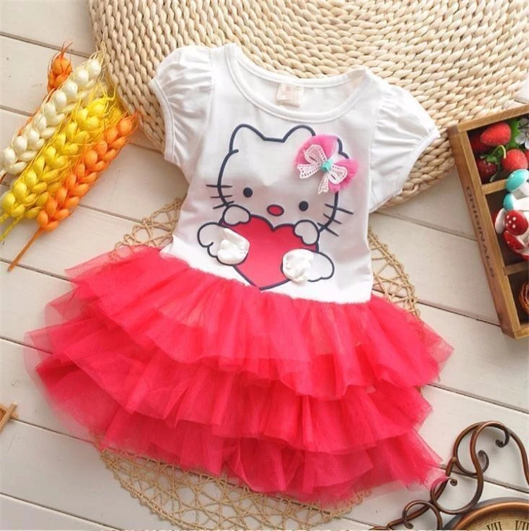 Toddler Girl Dresses Cute Cartoon Print Baby Girls Dresses Kids Summer Outfits Cotton Clothes Children Cheap Price