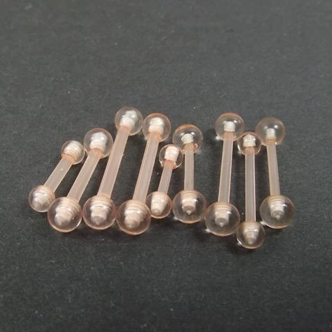 Transparent Invisible Soft Pink Industrial Barbell ring Tongue Nipple Bar Tragus Helix Ear Piercing Body Jewelry