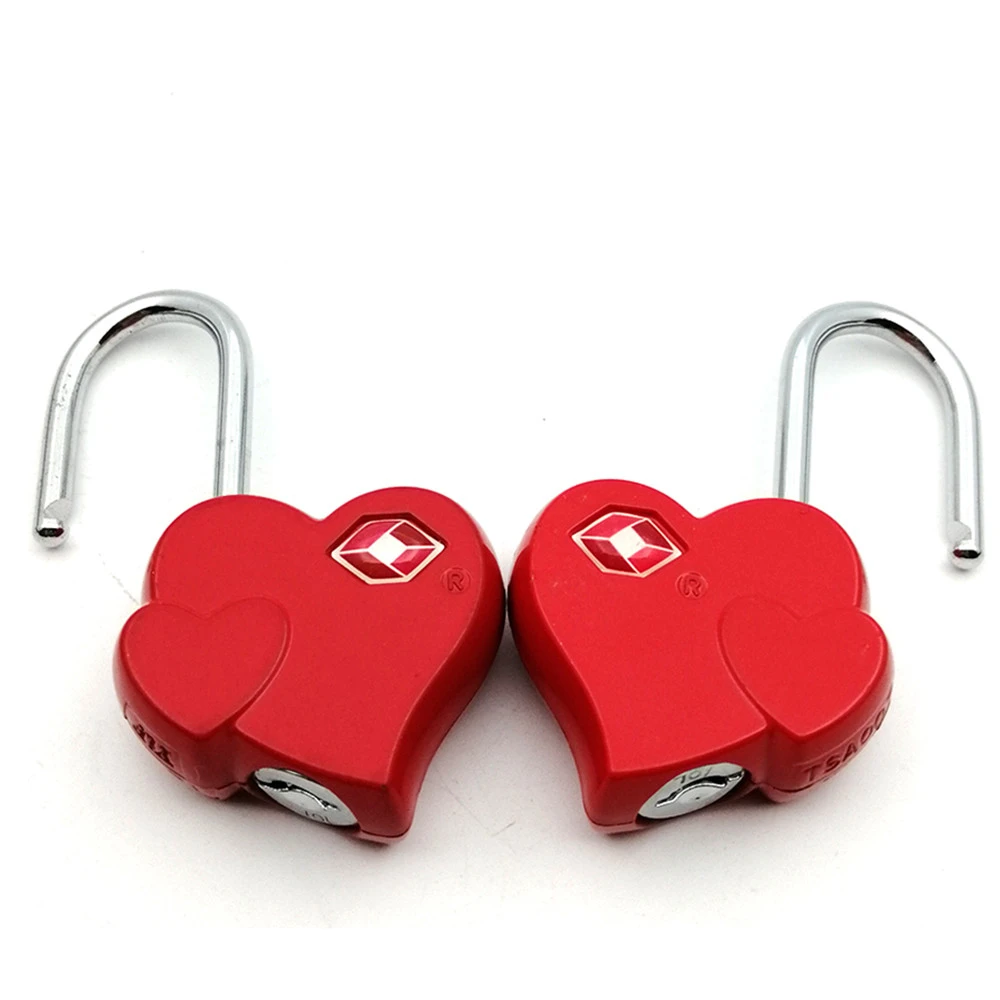 TSA-702 Custom Love Heart Zinc Alloy TSA Travel luggage padlock heart combination Key lock