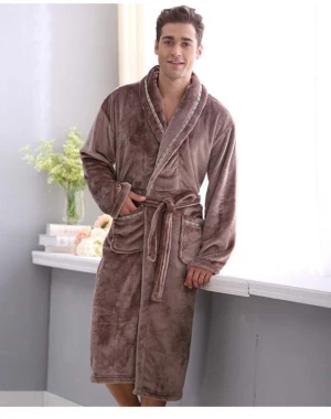 ultra plush coral fleece bathrobe customized embroidered logo bath robes for men