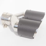 Universal Y style Dual outlet  Carbon fiber exhaust tips with Double outlet exhaust pipe, 304 Stainless Steel