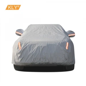 UV inhibited 100% polyester waterproof hail proof car cover with reflective stripe
