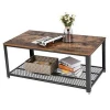 VASAGLE rustic vintage industrial square metal wooden coffee table for living room