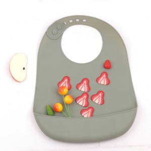 Waterproof Hot Selling Customised Silicone Baby Feeding Food Bibs With Crumb Catcher