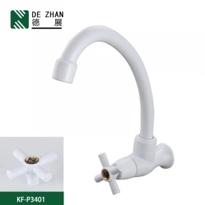 White Single Handle Kitchen Sink Faucets Plastic ABS