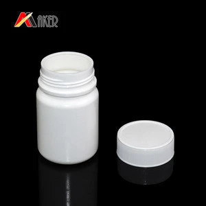 Wholesale 50ml HDPE plastic medicine bottle with screw cap and aluminum foil for capsules