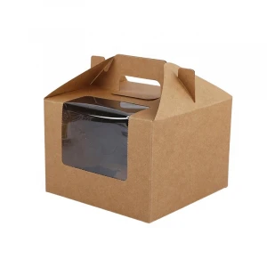 Wholesale Customized Cardboard Paper Cupcake Box 4 holes With Clear Plastic Window pastry cake packaging boxes