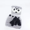 Wholesale handmade crochet Kids Autumn Winter Owl hat with tippet Knitted Earflap Hood Scarves Animal Ear Cap Beanies