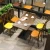 Import Wholesale Milk Tea Coffee Shop Public area Dining  metal Cross back  Restaurant Tables and Chairs from China