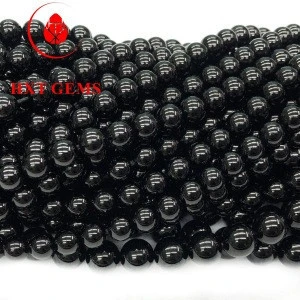 Wholesale Natural Black Tourmaline Round Beads Stone Beads