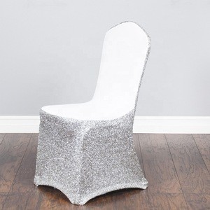 Wholesale Shinny Stretchy Cheap Universal Spandex Lycra Fitted Banquet Sequin Chair Cover
