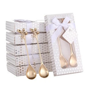 Wholesale Stainless Steel Leaf Drink Tea Coffee Spoon Souvenirs Return Gifts Coffee Spoons For Guest