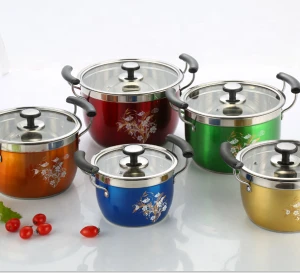 Wholesale supplier 10 pcs stainless steel steamer pot set with glass lids
