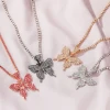 Wholesale Women Silver Rose Gold Plated Crystal CZ Butterfly Tennis Choker Jewelry Charm Butterfly Necklace