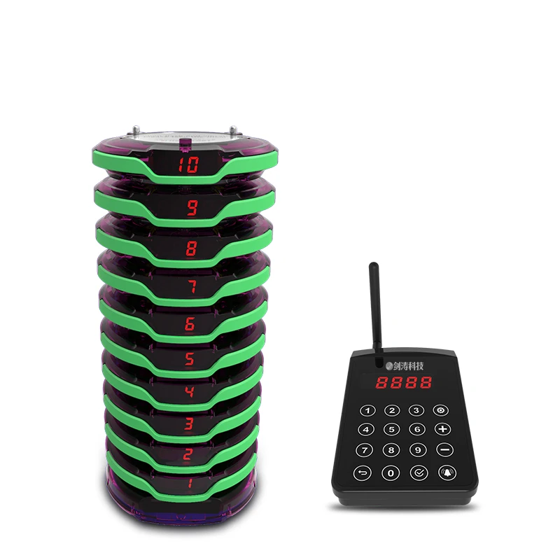 Wireless Waterproof Pager System Guest Alert Server With 15 pagers Restaurant Pager