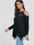Import Women New Fashion Blouse Comfortable Round Neck Cold Shoulder Wipes Top Woman Solid Color Trendy Blouse from China