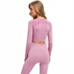 womens fitness yoga wear set  long sleeves crop top high waist leggings sports gym fitness yoga wear
