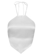 womens  backless satin slip silk hanky hem halter tie back cami tube crop top