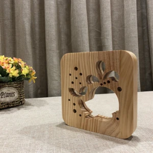 Wooden Lamp Animal Cute 15*15*3cm Cat Paw Lamp 3D USB LED Table Light Switch Control Wood Carving Lamp for Children Room